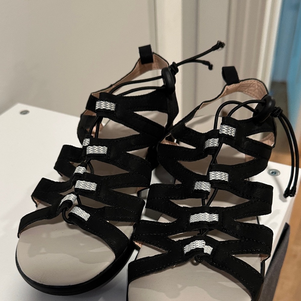 Chic Black and Silver Strappy Sandals